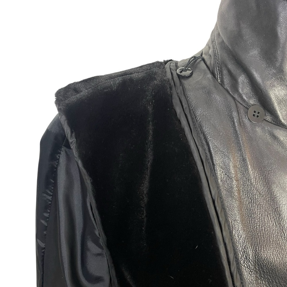 Vintage 90s Black Leather Jacket Punk Quite Luxury Model Off Duty Carrie Bradsha - Picture 10 of 15
